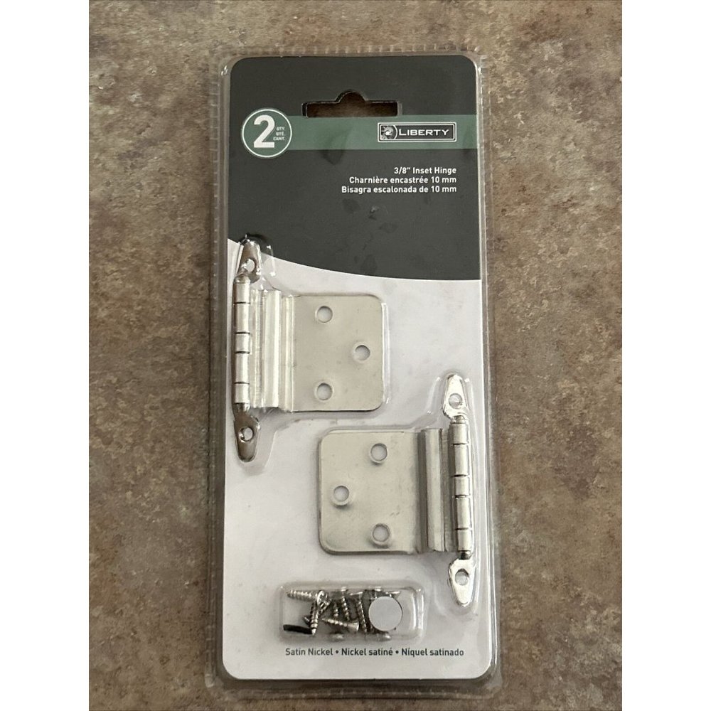 Liberty Hardware H00930L-SN-U 3/8"  Inset Hinge Satin Nickel